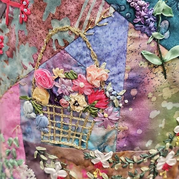 Beautiful Handmade Multicolor Open Front Patchwork Embroidered Cardigan Vest-L - Picture 6 of 10